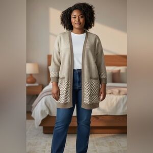 NEW, Joie, Plus Size Open-Front Cardigan, 3X, Tan, Brown
